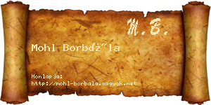 Mohl Borbála névjegykártya
